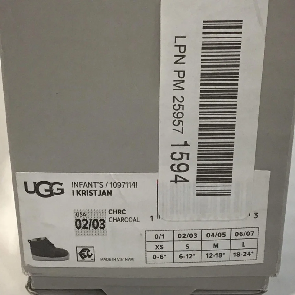 NEW!! UGG Infant Boys KristJan Gray Charcoal Suede Chukka Boots Shoes Size 2/3